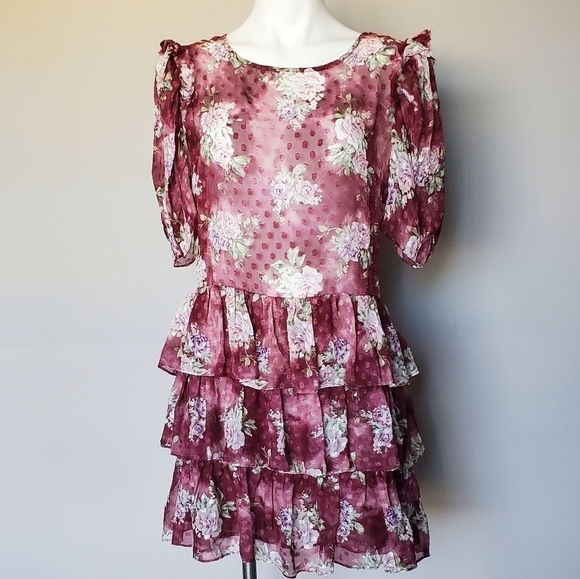 LoveShackFancy Cata Floral Ruffled Silk Mini Dress - Picture 3 of 11